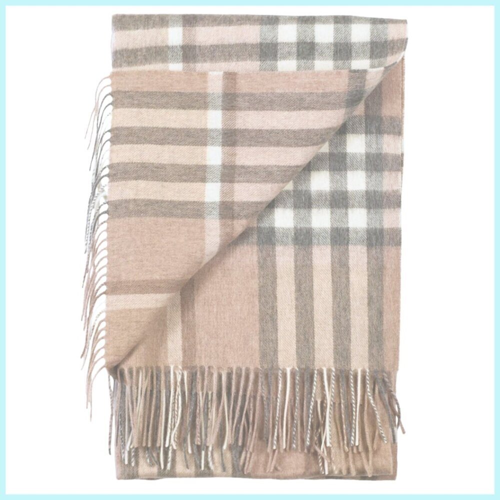 LUX SCOTTISH CASHMERE & LAMBSWOOL‎ IMPORT HYPOALLERGENIC PLAID SCARF GREY NWT